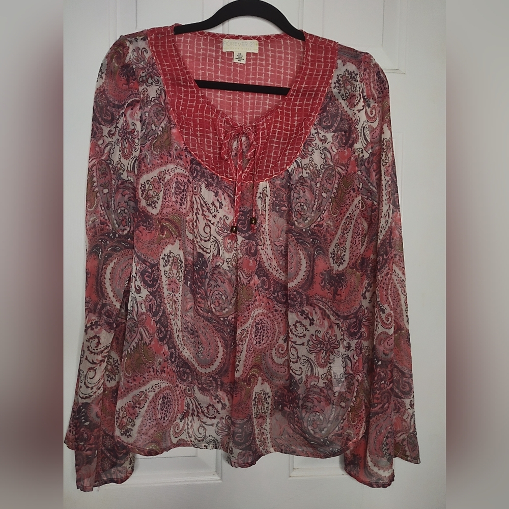 Forever 21 Sheer Paisley Patterned Blouse